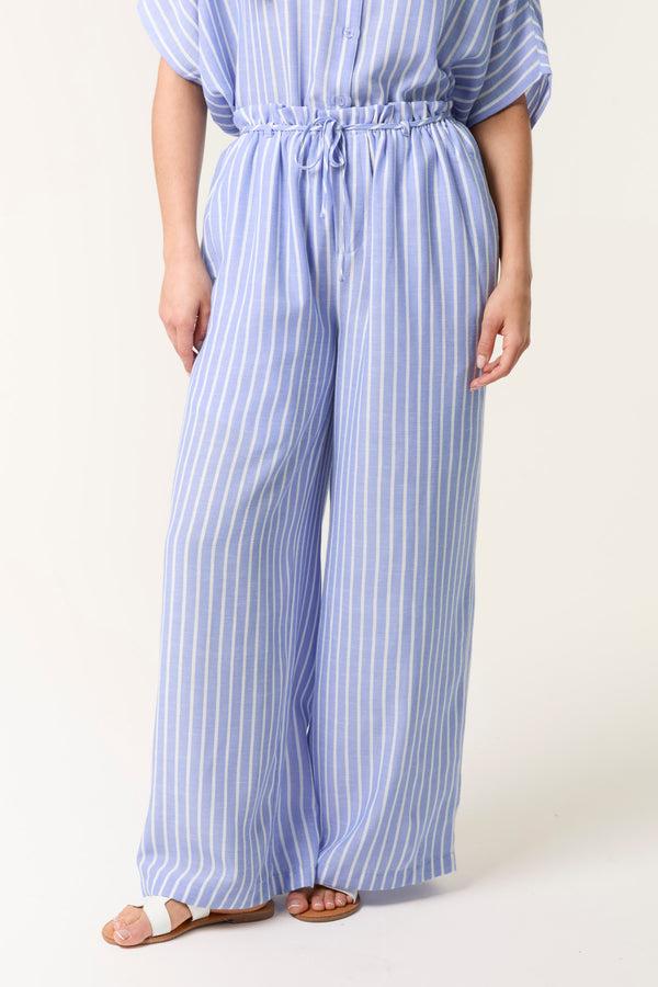 qed london Paperbag Waist Pinstriped Trouser