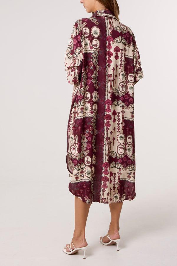 Qed London Patchwork Collar Pockets Midi Dress