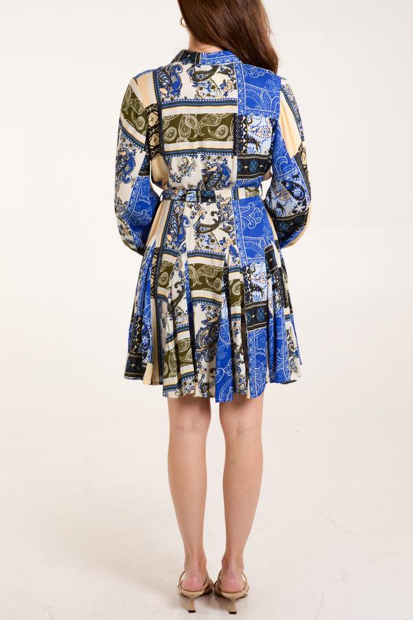 Qed London Patchwork Godet Shirt Dress