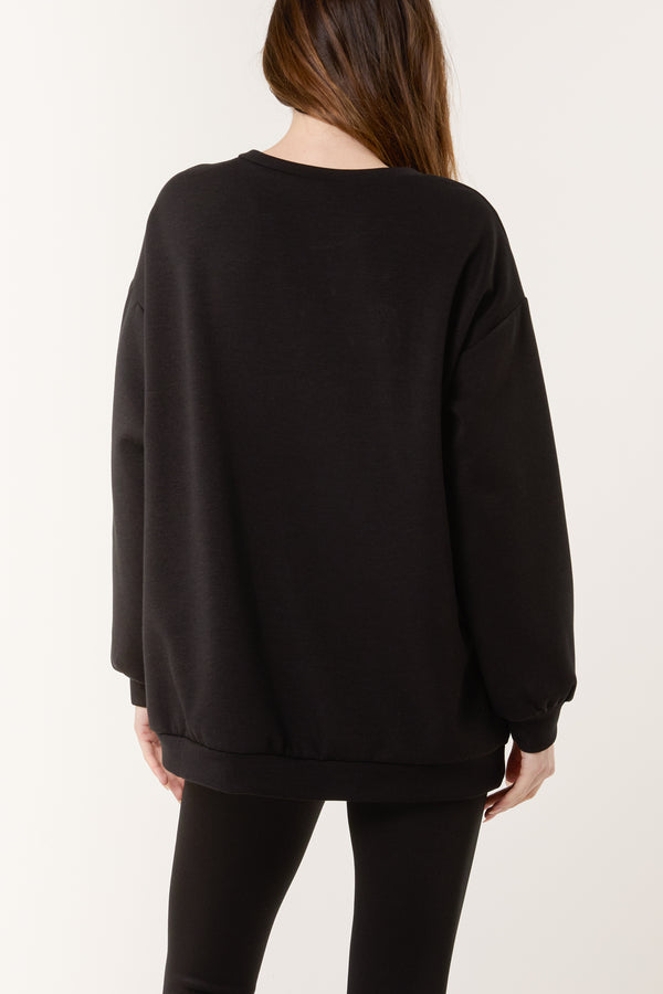 Qed London Pearl Bows Soft Touch Sweatshirt