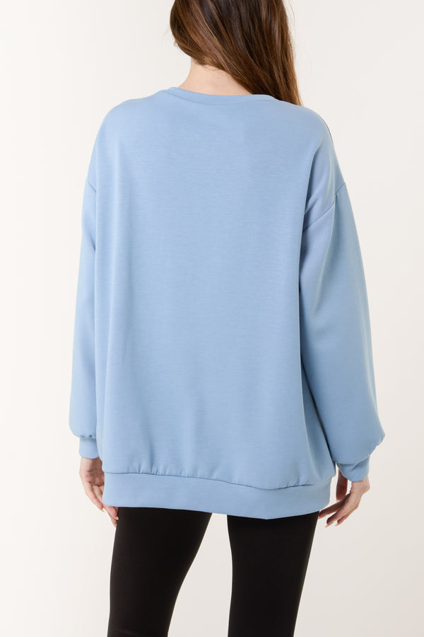 Qed London Pearl Bows Soft Touch Sweatshirt