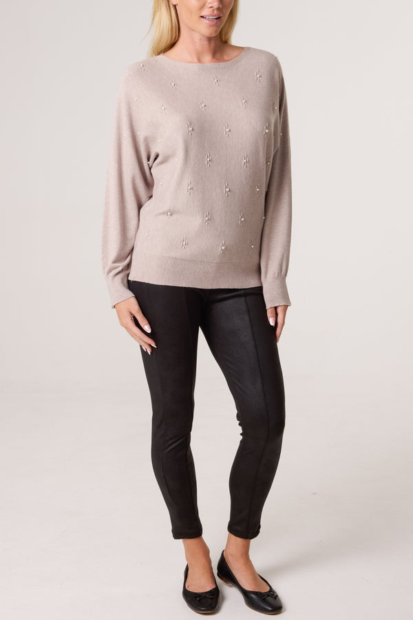 Qed London Pearl Embellished Ditsy Floral Jumper