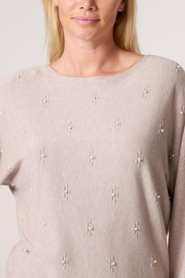 Qed London Pearl Embellished Ditsy Floral Jumper