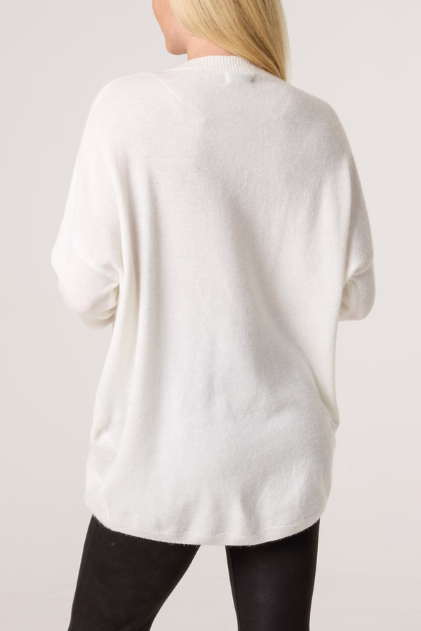 Qed London Pearl Embellished Flower Jumper