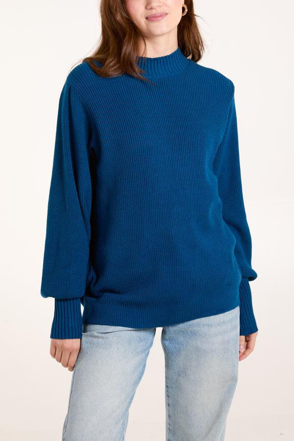qed london Petrol Soft Knit Round Neck Jumper