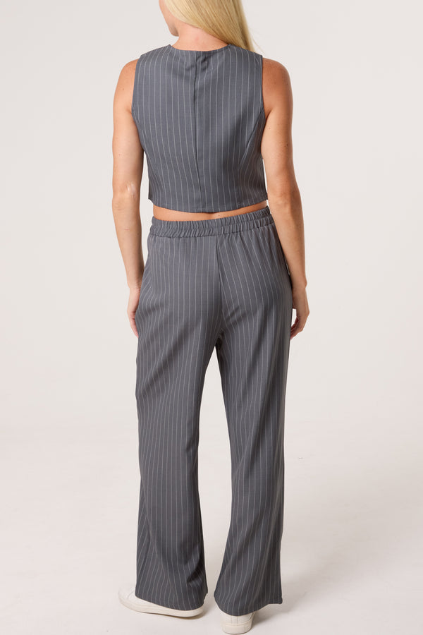 Qed London Pinstripe Waistcoat & Trouser Suit Co-Ord
