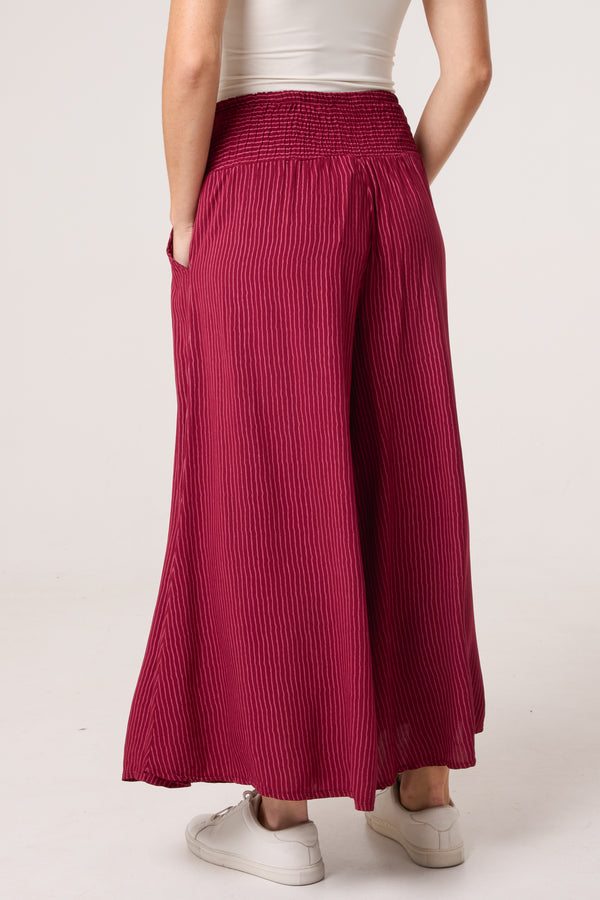 Qed London Pinstripe Wide Leg Trousers