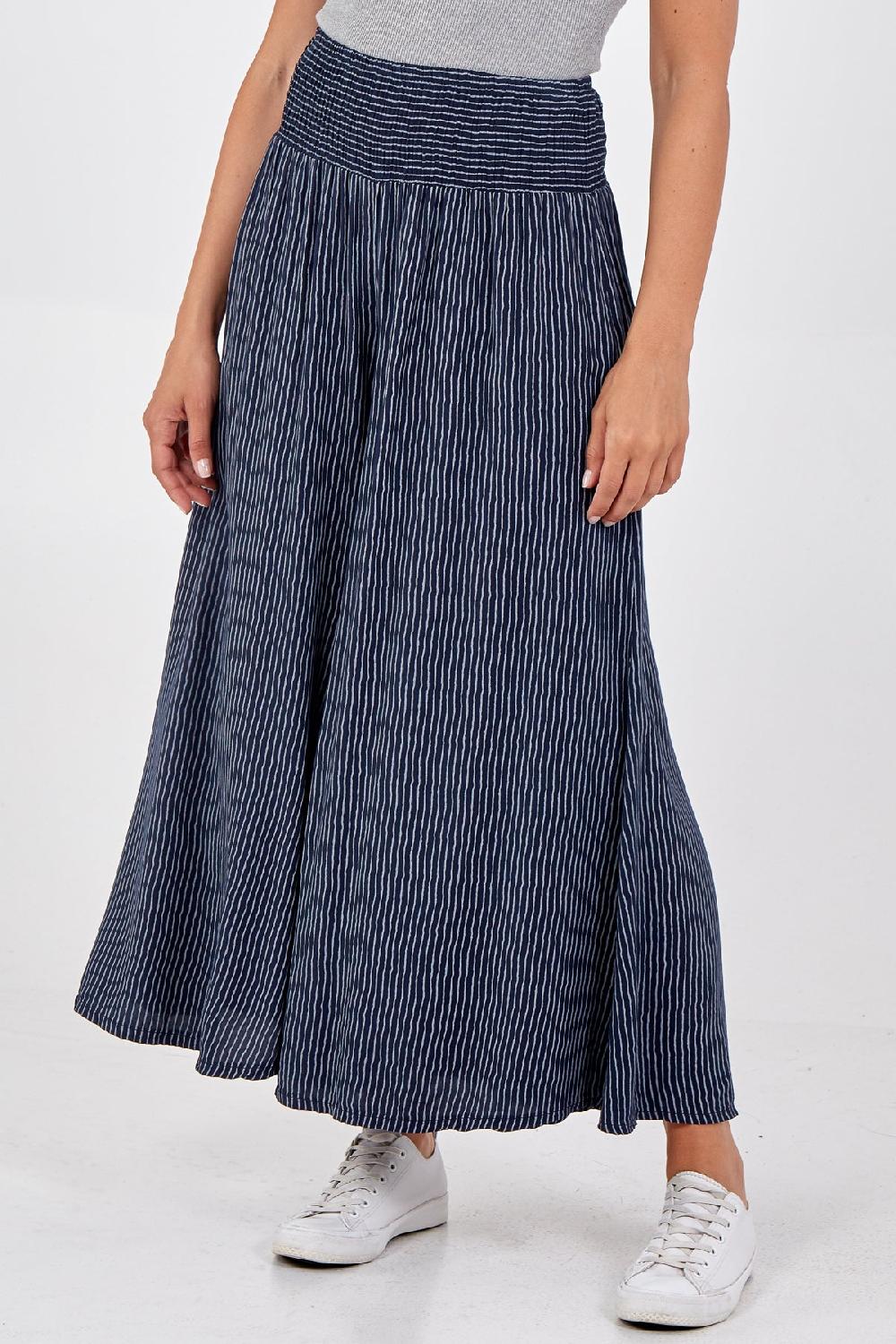 Qed London Pinstripe Wide Leg Trousers