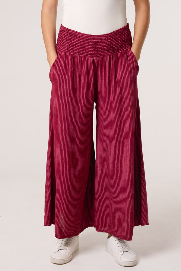 qed london Pinstripe Wide Leg Trousers