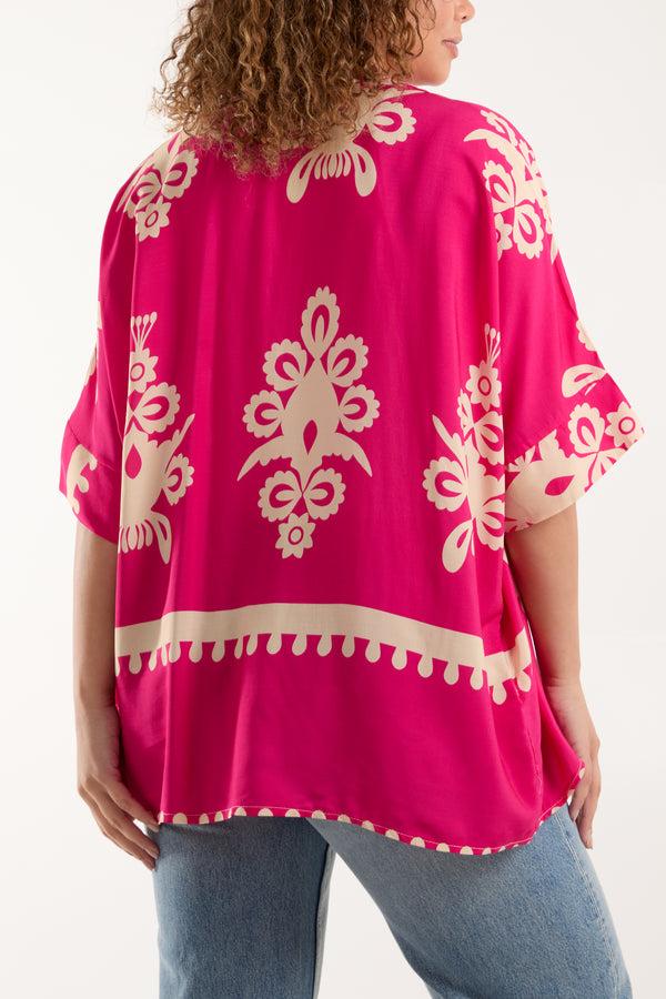 Qed London Placement Print Kimono Jacket