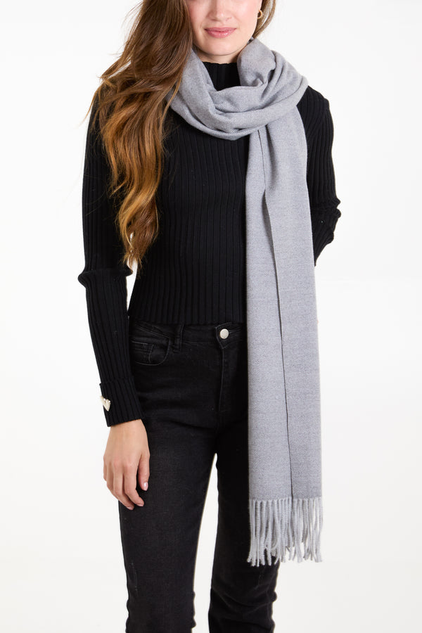 Qed London Plain Fluffy Tassel Scarf