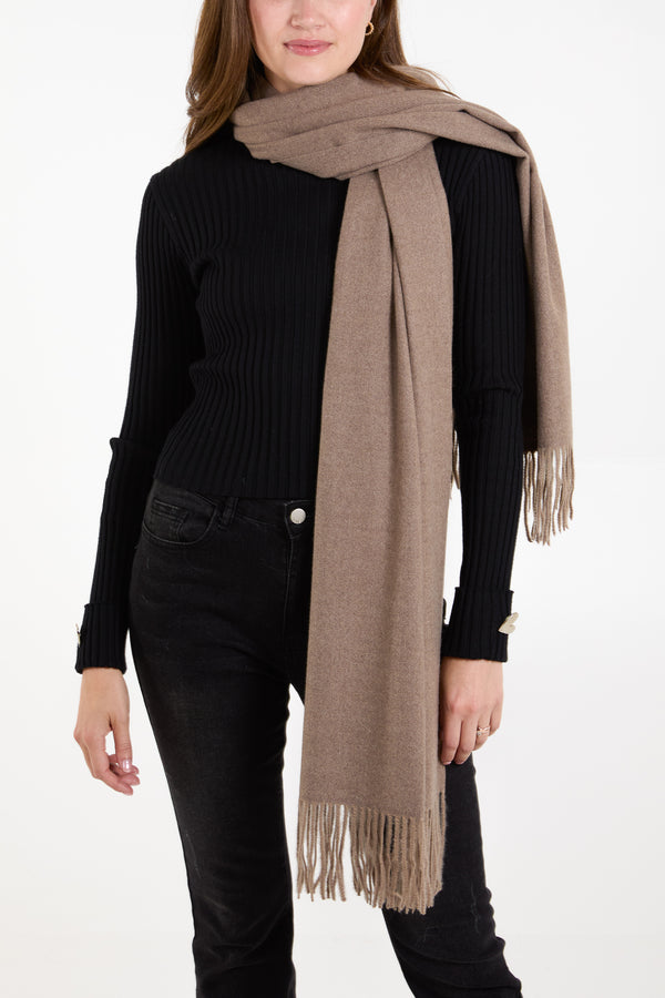 qed london Plain Fluffy Tassel Scarf