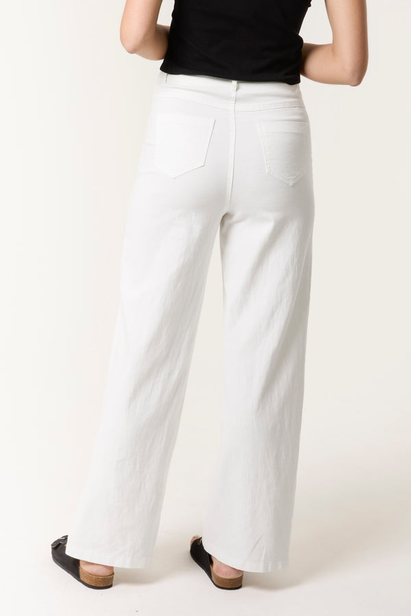 Qed London Plain Wide Leg Jean Trousers