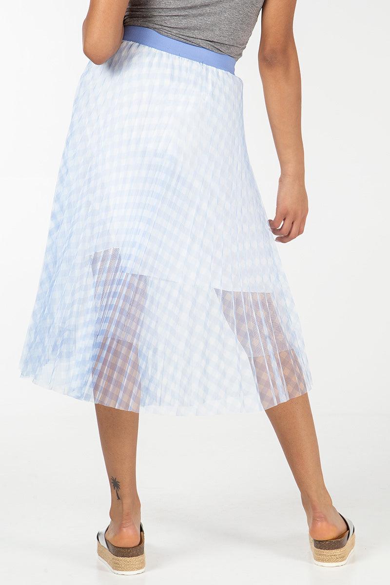 Qed London Pleated Check Skirt