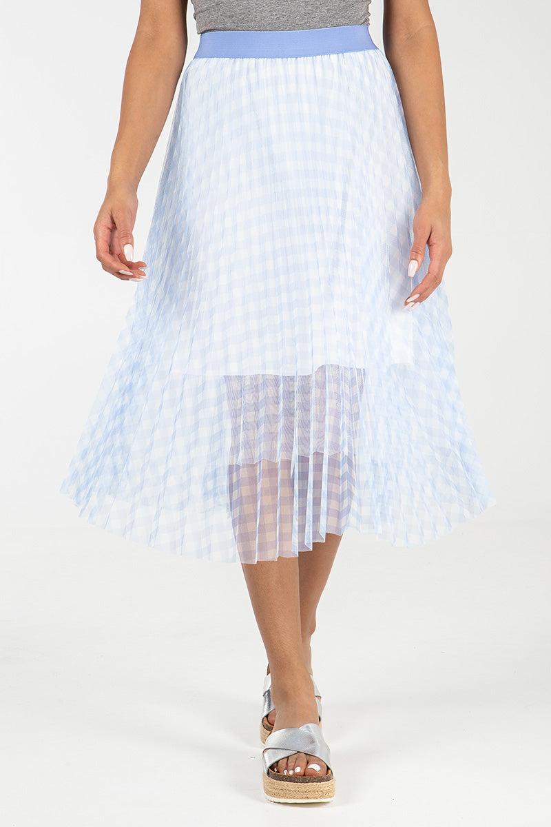 Qed London Pleated Check Skirt