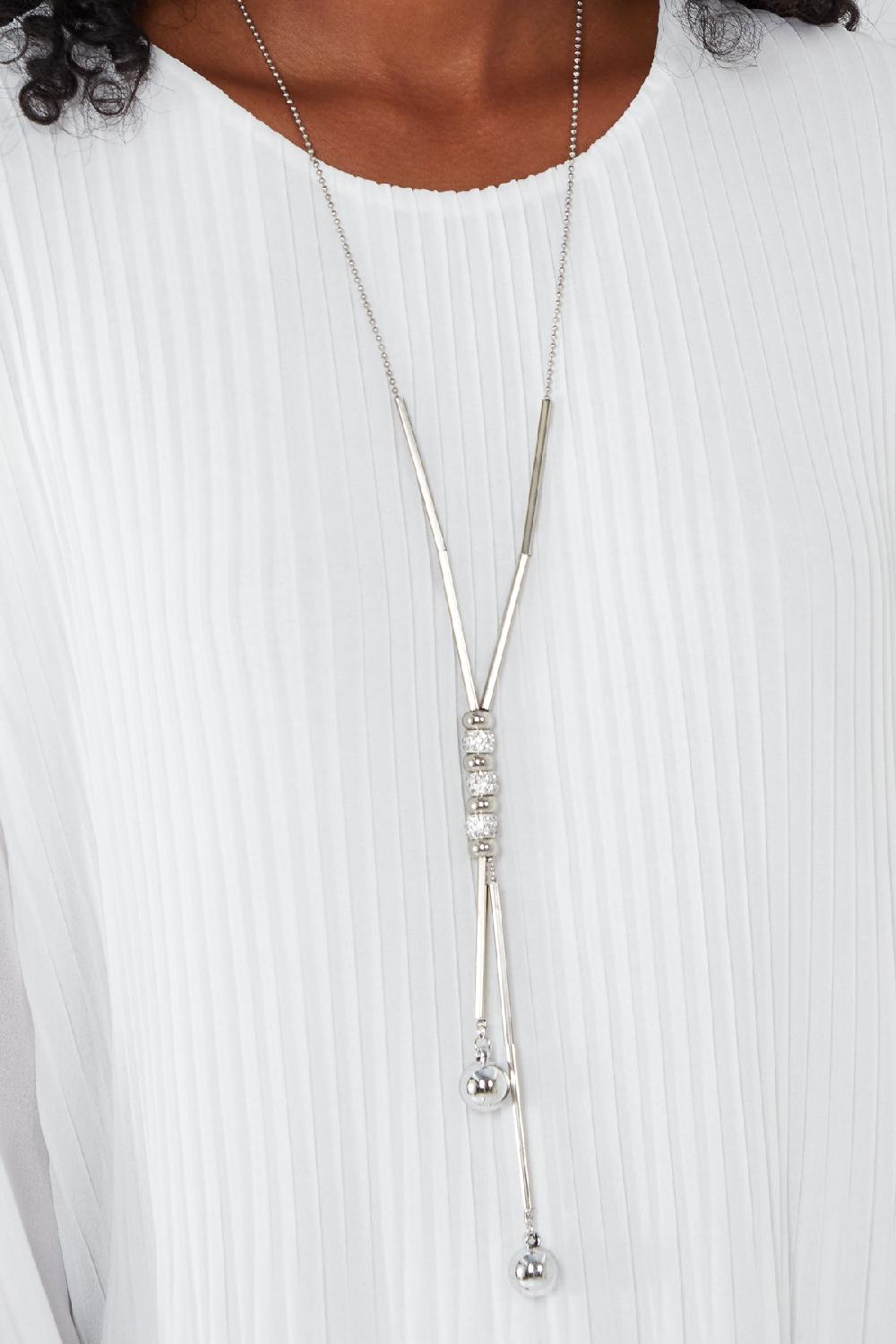 Qed London Pleated Long Sleeve Necklace Top