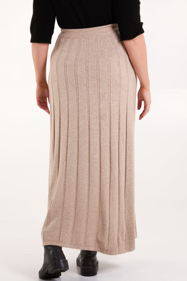 Qed London Pleated Soft Touch Knit Maxi Skirt