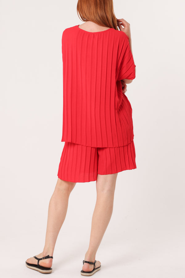 Qed London Pleated Top & Bermuda Co-Ord Set