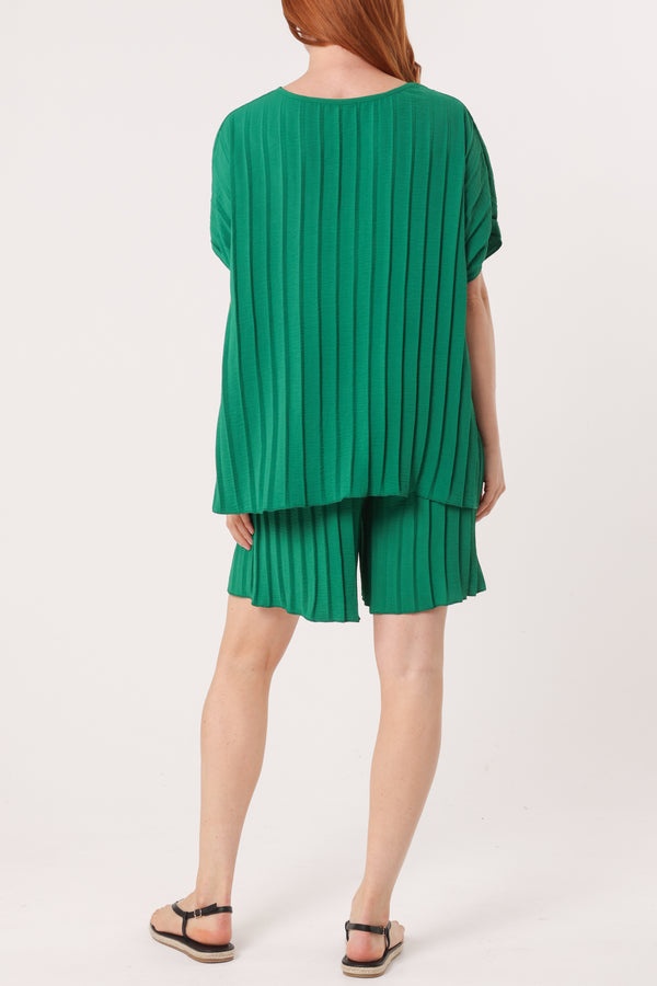 Qed London Pleated Top & Bermuda Co-Ord Set
