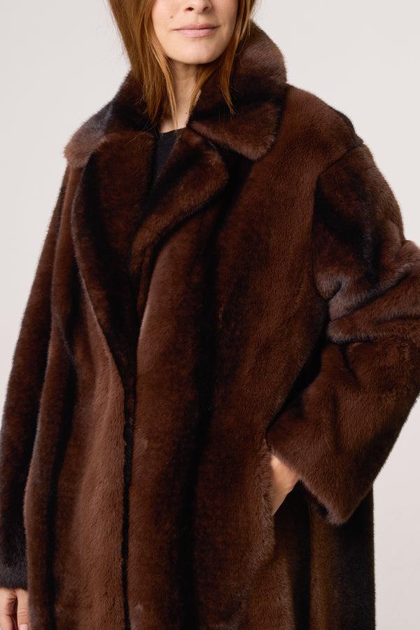 Qed London Plush Faux Fur Midi Coat