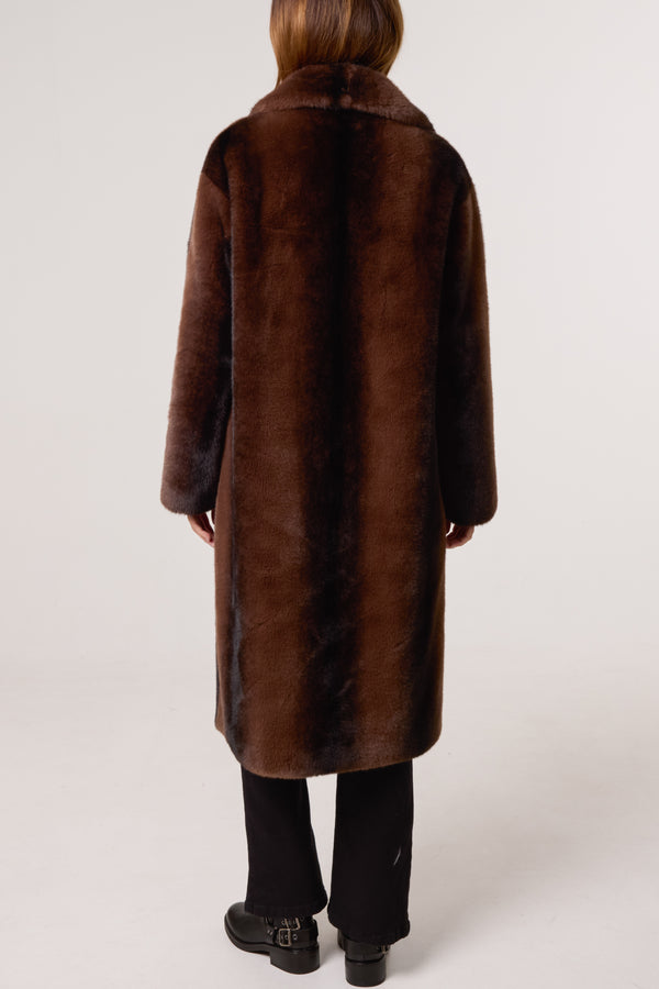 Qed London Plush Faux Fur Midi Coat