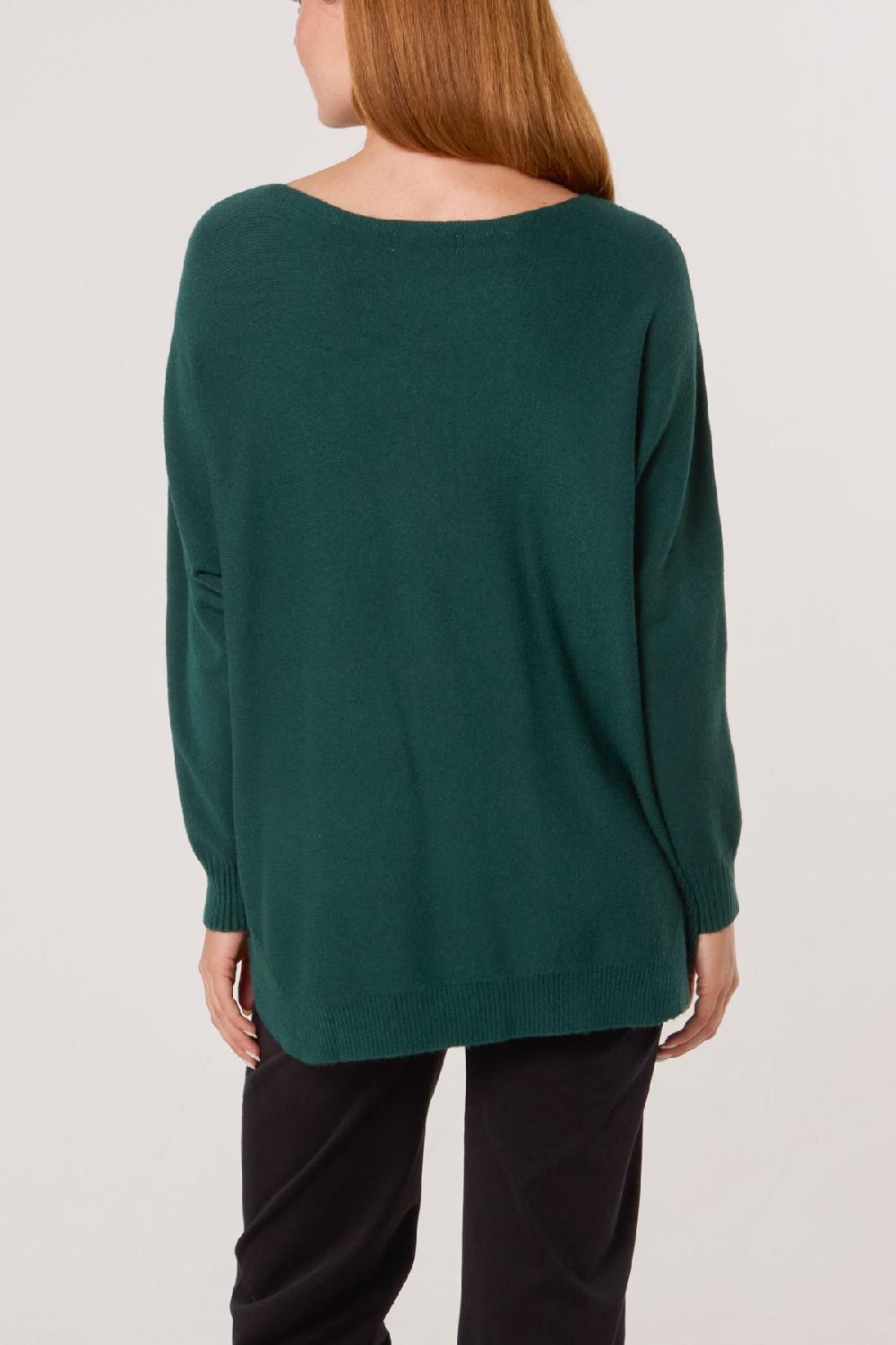 Qed London Pocket & Side Button Slash Neck Jumper