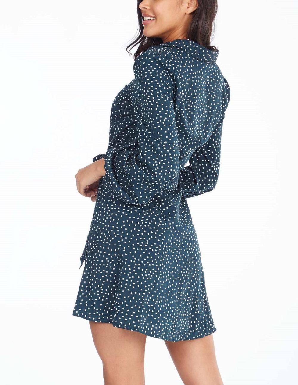 Qed London Polka Dolt Belted Mini Shirt Dress