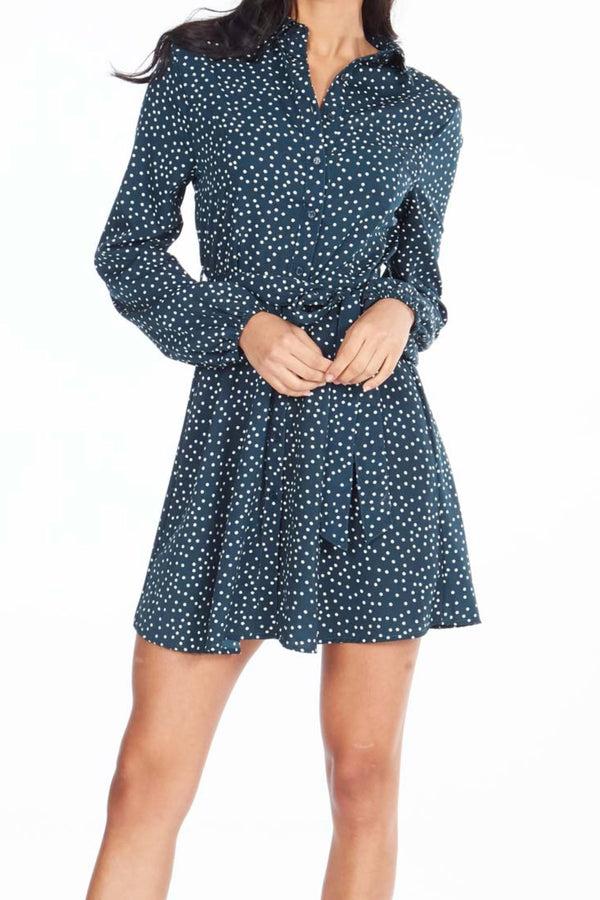 qed london Polka Dolt Belted Mini Shirt Dress