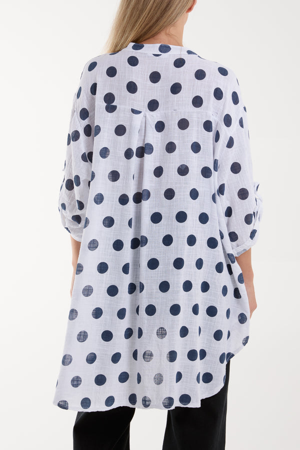 Qed London Polka Dot Cotton Shirt