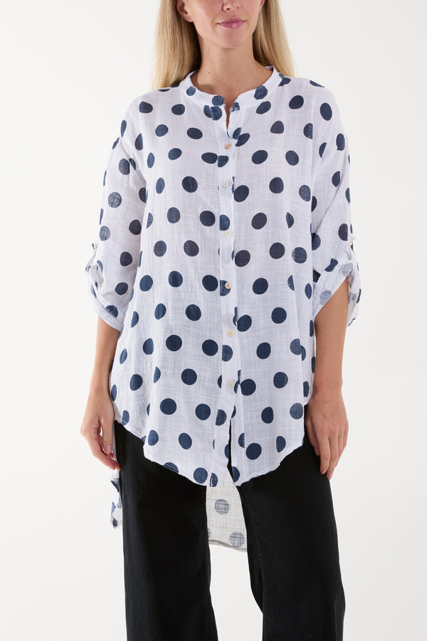 Qed London Polka Dot Cotton Shirt