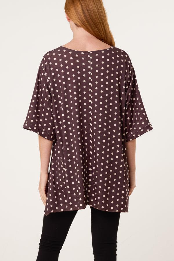 Qed London Polka Dot Jersey Short Sleeve Top