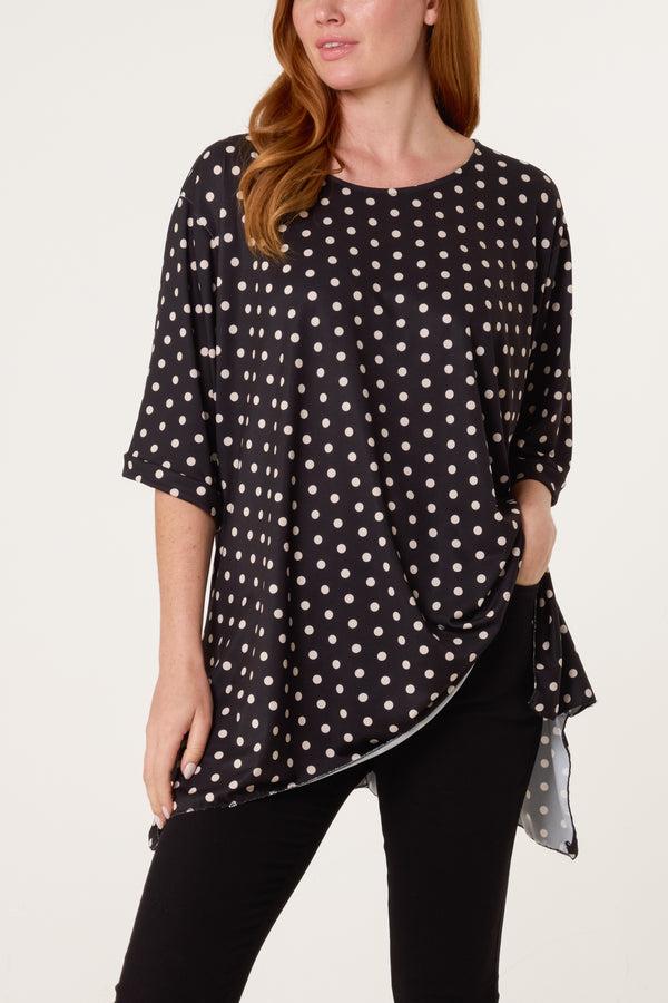 Qed London Polka Dot Jersey Short Sleeve Top