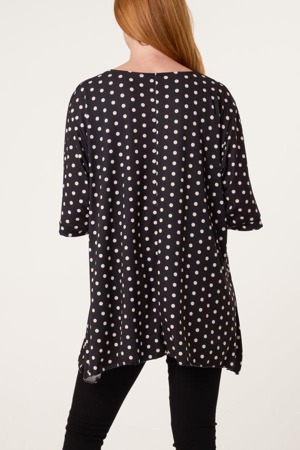 Qed London Polka Dot Jersey Short Sleeve Top