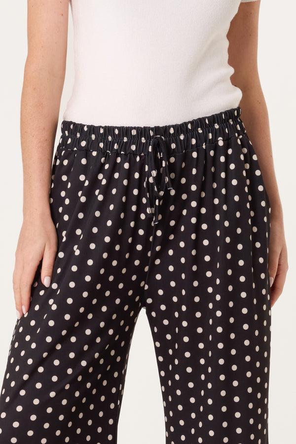Qed London Polka Dot Jersey Wide Leg Trousers