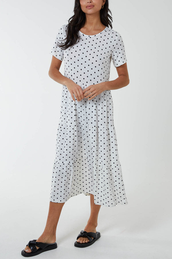 qed london Polka Dot Tiered Smock Dress