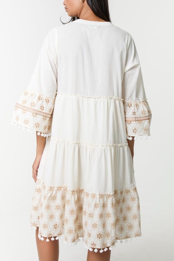 Qed London Pom-Pom Embellished Smock Dress