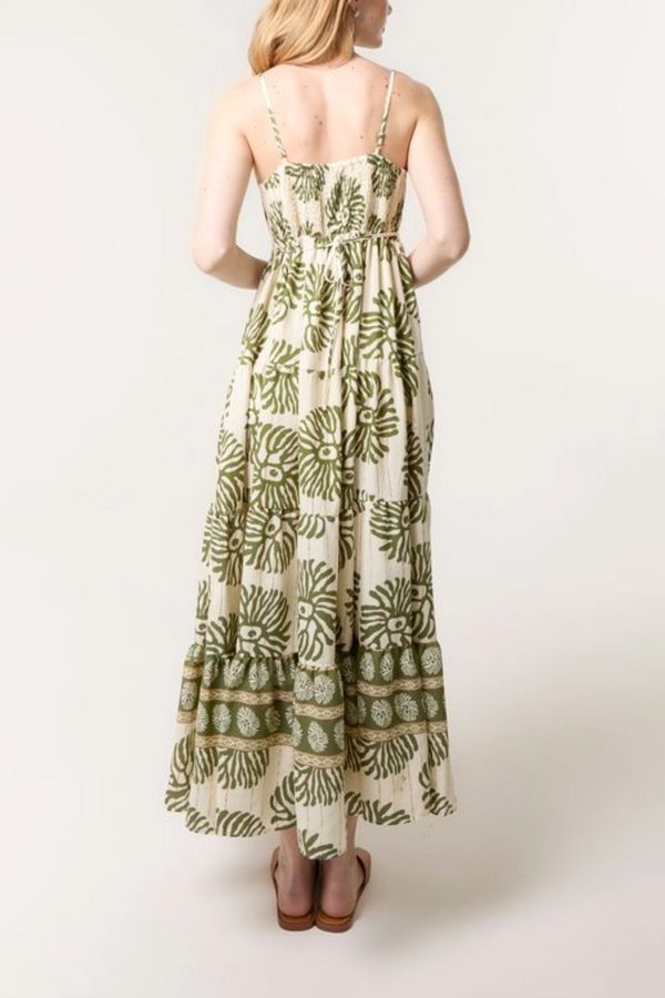 Qed London Printed & Gold Detail Strappy Dress