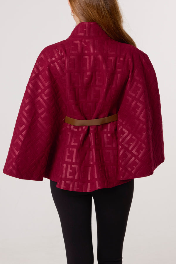 Qed London Printed High Neck Belted Cape