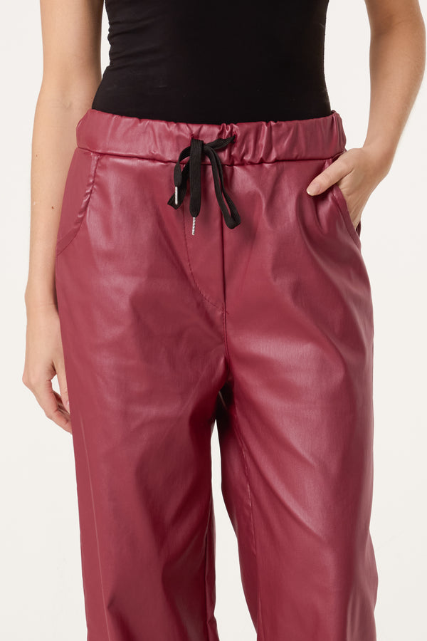 Qed London PU Coated Wide Leg Magic Trousers