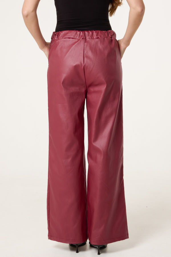 Qed London PU Coated Wide Leg Magic Trousers