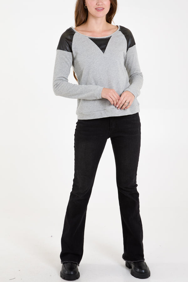 Qed London PU Mesh Insert Sports Top