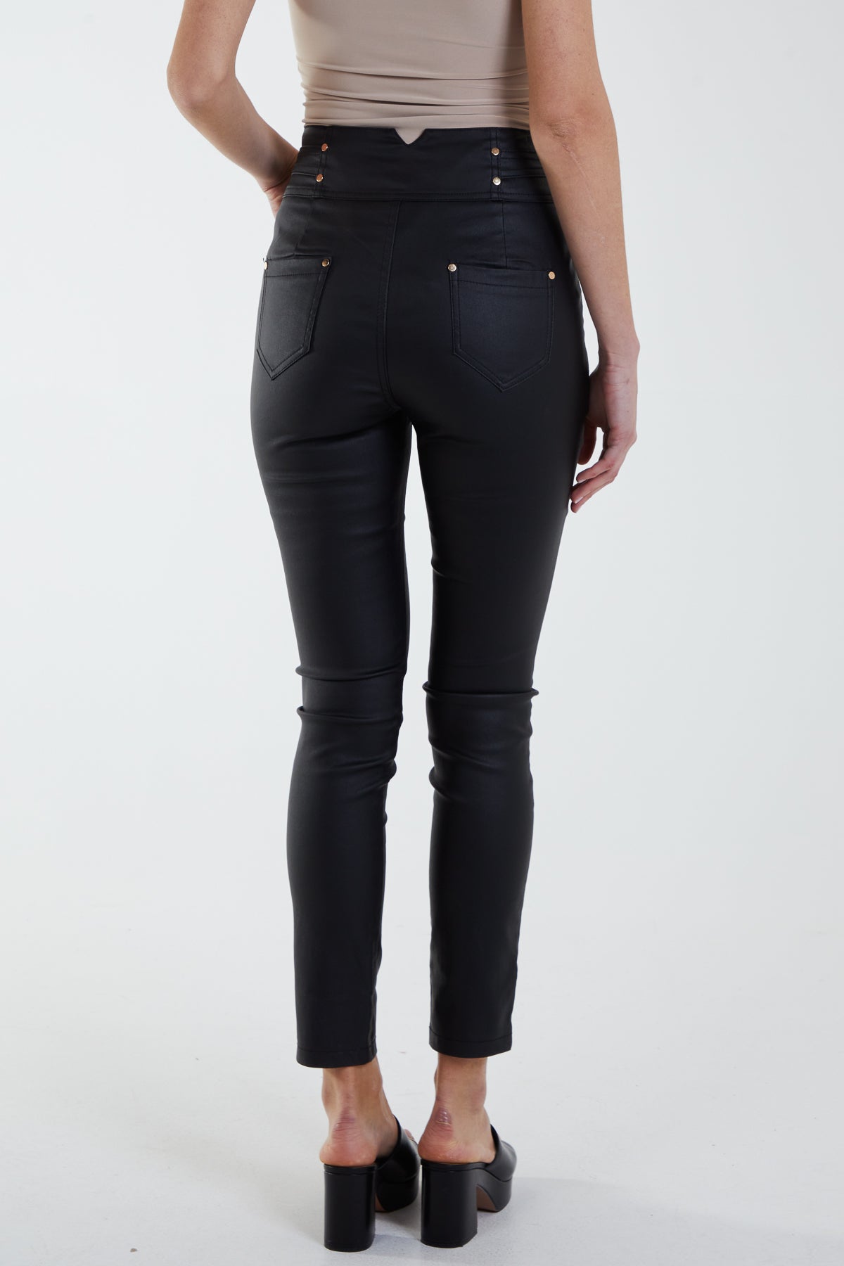 Qed London PU Stretch High Waisted Jeans