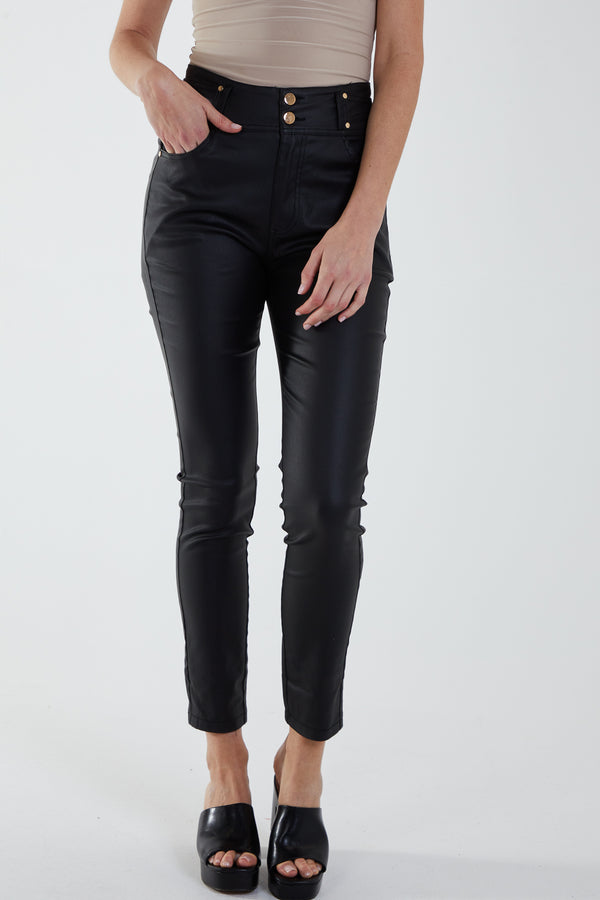 qed london PU Stretch High Waisted Jeans