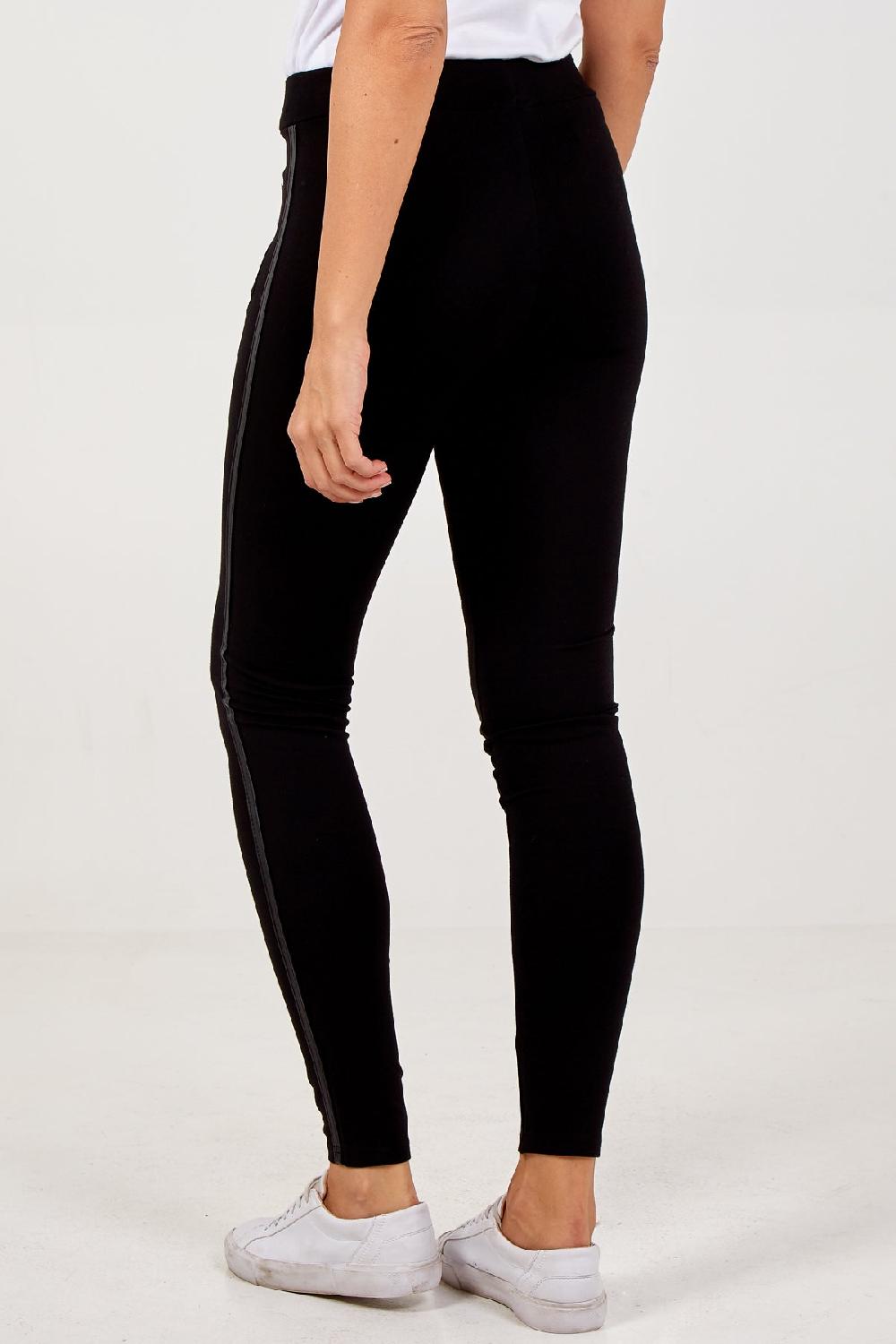 Qed London PU Stripe Zip Pocket Leggings