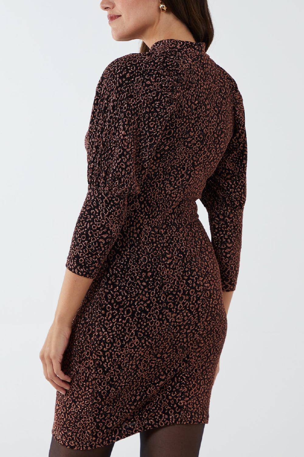 Qed London Puff Sleeve Animal Mini Dress