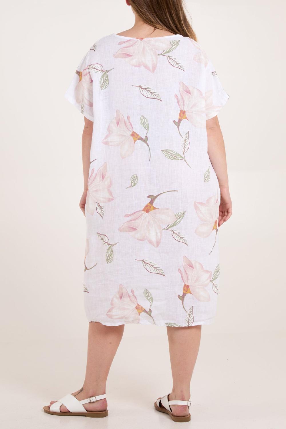 Qed London Pure Cotton Lotus Flower Dress