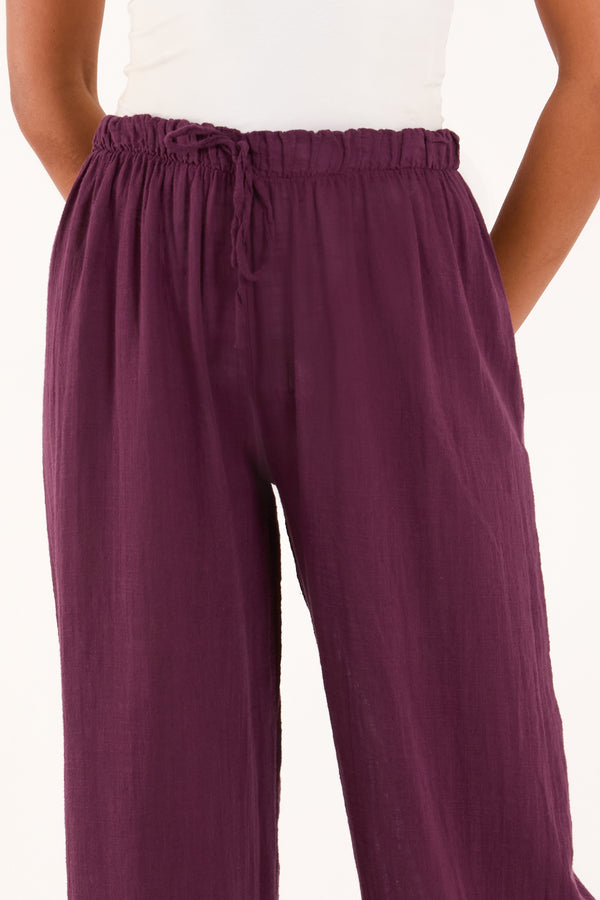 Qed London Pure Cotton Wide Leg Trousers