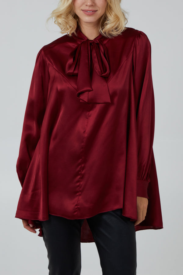 qed london Pussybow Button Through Shirt