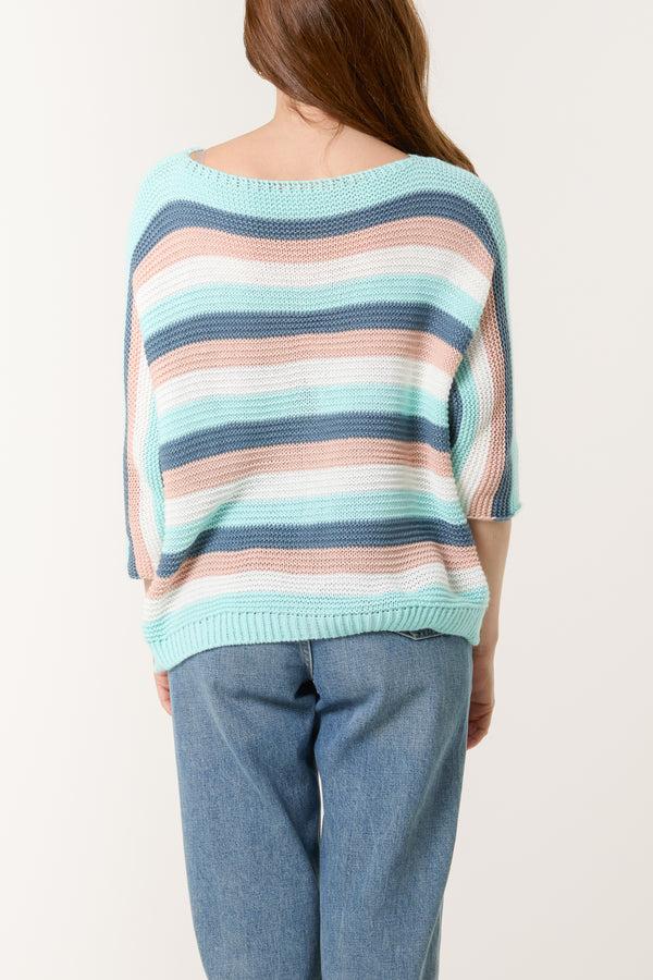 Qed London Rainbow Striped Knit Jumper