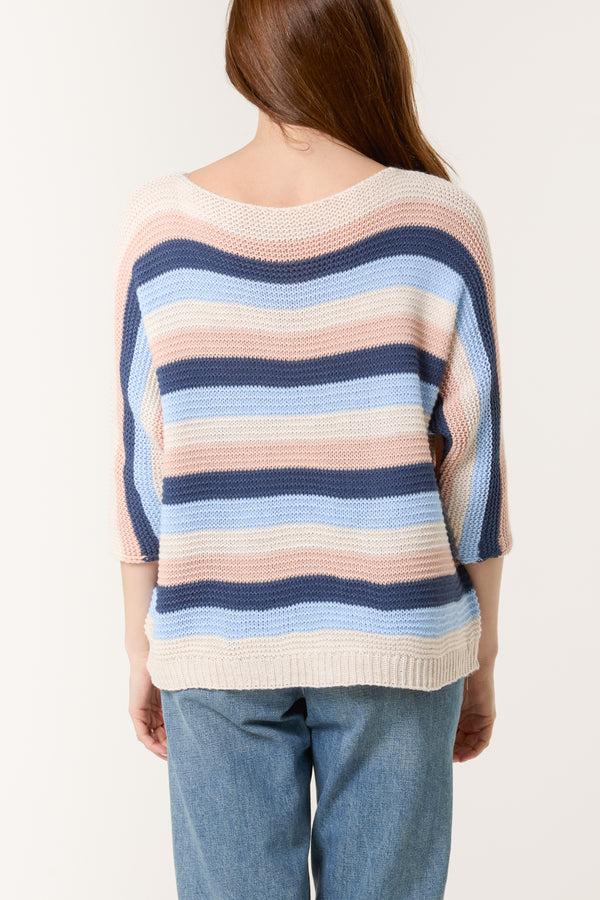 Qed London Rainbow Striped Knit Jumper